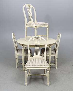  MATSALSGRUPP, 5 delar, gustaviansk stil, Axett, 1900-tal.