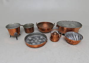 KOPPARFÖREMÅL, 7 delar, 181900-tal.