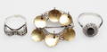  BROSCH samt RINGAR, 3 delar, silver, 1900-tal.