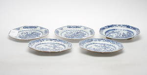 TALLRIKAR, 5 st, porslin,  Qianlong 1736-1795.