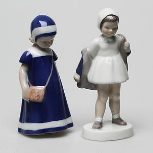  FIGURINER, 2 st, Flickor, porslin, Bing och Gröndahl, Danmark.