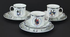 Kaffekoppar med fat och assietter 3st, Rörstrand, Svenska Landskapsdräkter
