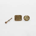  PETSCHAFT, 2 st, mässing och glas samt PENNA, mässing, 18001900-tal.