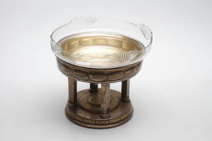  BORDSUPPSATS, nysilver och glas, 1900-tal.
