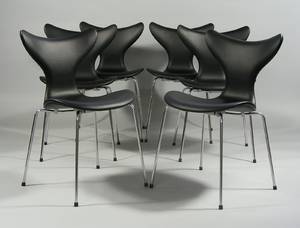 Arne Jacobsen, 6 stole, Mågen 3208, for Fritz Hansen 2009 6