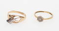  RINGAR, 2 st, 14-18k guld, vikt ca 4 gr.