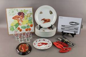 Tallrikar 12 st, bestick, glas mm med skaldjursmotiv