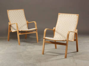 Finn Østergaard, par lænestole, model Linje, bøgetræ 2