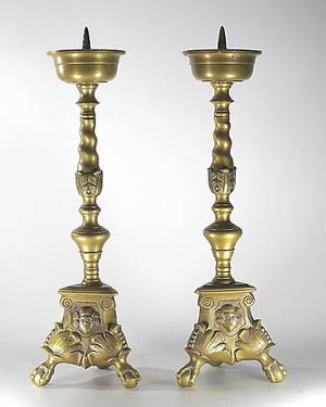  LJUSSTAKAR,  ett par, malm, 1900-tal.