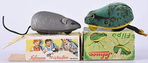 LEKSAKER, 2-stycken, Schuco, litograferad plåt, 1900-talets mitt.