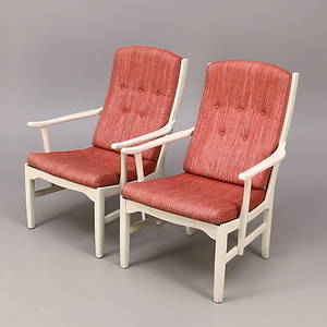 KARMSTOLAR ett par,Ulfåsa design  Carl Malmsten, Bodafors, 1963.