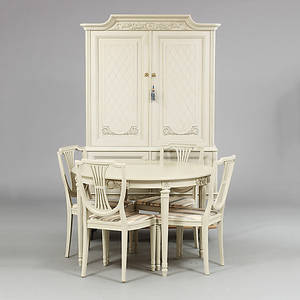  MATSALSMÖBEL, 8 delar, gustaviansk stil, 1900-tal.