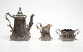  KAFFESERVIS, 3 delar, silver, Gustav Möllenborg, 1850-1886, vikt ca. 1723,2 gram.