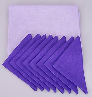  LINNEDUK SAMT SERVETTER, lila, 9 delar.