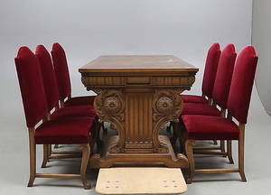  MATSALSGRUPP, 7 delar, barockstil, 1900-talets första hälft.