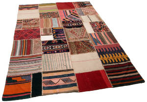 Handknuten persisk matta, patchwork 218 x 170 cm