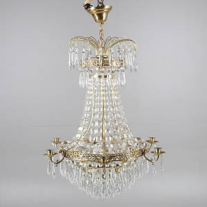  LJUSKRONA, mässing, 6 st ljuspunkter, 1900-talets början.