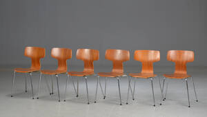 Arne Jacobsen. Sæt på seks T-stole model 3103 6
