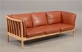 Stouby sofa tre pers, brun lys læder