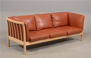 Stouby sofa tre pers, brun lys læder
