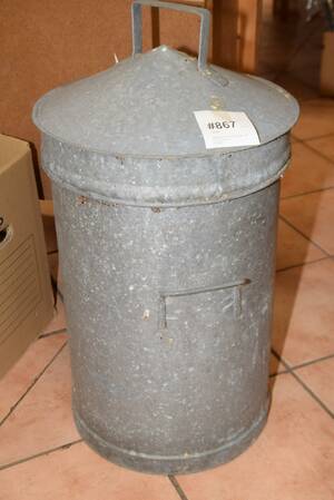 Asktunna med lock, diam 40 cm, H 70 cm