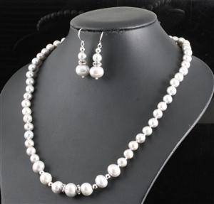 Fresh water pearl necklace and earrings