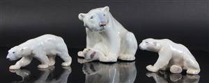 Bing Grøndahl Tre isbjørne af porcelæn, 1. sort. 3