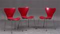 Arne Jacobsen. Sæt på tre Syverstole, model 3107.3