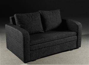 Bädsoffa tvåsits i svartgrå-melerad textil