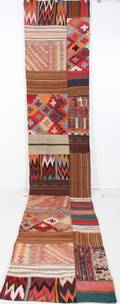 Persisk handvävd patchwork kelim, mått 482x87 cm.