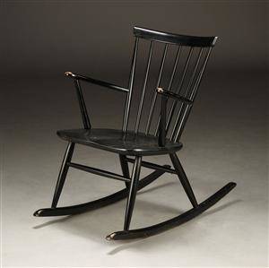 Dansk møbelproducent, gyngestol, sortlakeret, 1950erne 