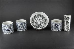 Bjørn Wiinblad for Nymölle. Fire vaser og skål af fajance 5