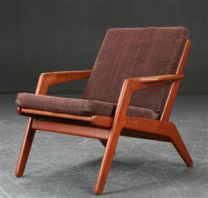 Lænestol af teaktræ, dansk møbeldesign 1950erne