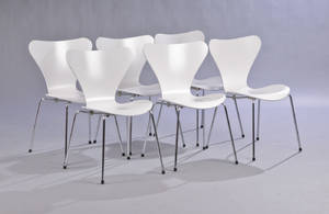 Arne Jacobsen 1902-1971. Seks syverstole, model 3107. 6