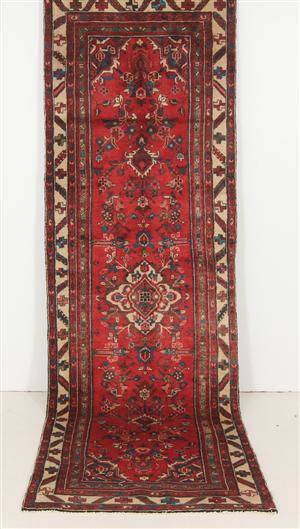 Handknuten persisk gallerimatta, Hamedan 335 x 103 cm