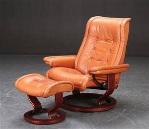 Stressless. lænestol med skammel, læder 2