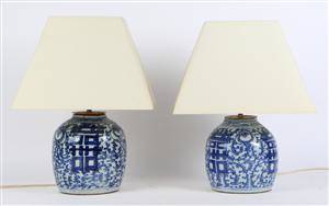 Par kinesiske bordlamper af porcelæn. 2