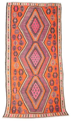 Persisk Shiraz nomade-kelim, 265x135 cm.