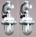 Zwei Werkslampen  Werksleuchten der 1950er  1960er mit langem Glaskolben 2