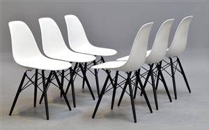 Charles Eames. Sæt på seks skalstole, model DSW fra 2014 6 