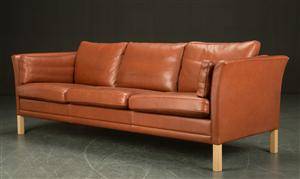 Tre-pers. sofa, læder