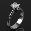 Solitaire ring med princess cut diamant ca. 1.00 ct.