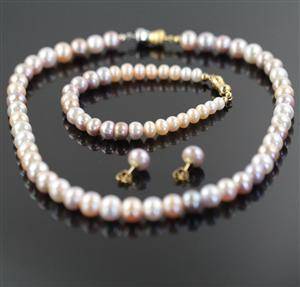 Multi color perle smykke sæt