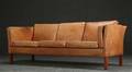 Tre-pers. sofa, læder, dansk møbelproducent