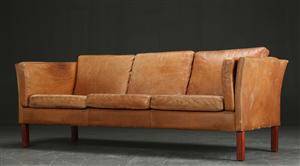 Tre-pers. sofa, læder, dansk møbelproducent