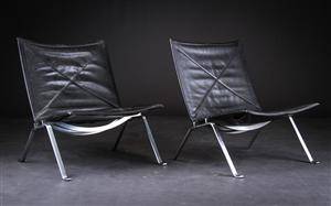 Poul Kjærholm. Par lænestole, model PK22, Kold Chr. 2 