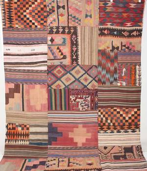 Persisk handvävd patchwork kelim, mått 290x210 cm.