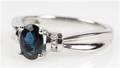 Safir og diamantring, 14 kt hvidguld, 3,3 gram.