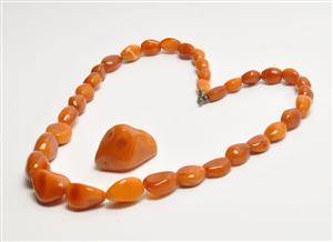 Vintage halskæde af rav samt ravklump 2