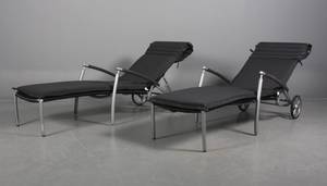 Par liggestolesolvogne, sort polyrattan 2